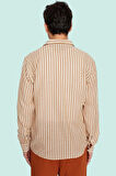 Erkek Premium Dokuma Gömlek Çizgili Desen Rahat Günlük Stil Hafta Sonu Yaz Aylarının Vazgeçilmezi