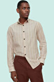 Erkek Uzun Kollu Çizgili Gömlek; Rahat Kalıp Günlük Stil Hafta Sonu Yaz Aylarının Vazgeçilmezi