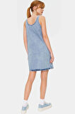 Rahat Kesim Denim Mini Elbise Pamuk Yazlık Stil Konforlu