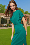 Yazlık Kadın Pamuk Midi Elbise Bodycon Kalıp Bağcıklı Tasarım Modern Stil Profesyonel Görünüm