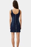 Fitted Mini Denim Elbise Bisiklet Yaka Comfort Kumaş Günlük Şıklık Şık Görünüm Konforlu Kesim