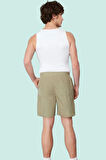 Erkek Dokuma Kumaşlı Şort Bermuda Pamuk Normal Bel Bağcıklı Günlük Kullanım Modern Tasarım