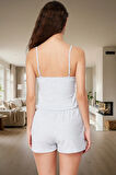 Polyester Dantelli Pijama Takımı İnce Askılı Atlet Şort Regular Kalıp Şık Görünüm