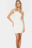 Yazlık Kolsuz Bodycon Elbise Triko Örme Tek Omuz Mini Boy Premium Kalite Rahat Ve Şık