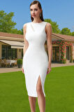 Kadın Midi Boy Bodycon Elbise Polyester Elastan Kumaş Premium Kalite Profesyonel Görünüm