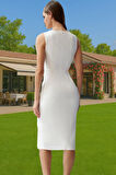 Kadın Midi Boy Bodycon Elbise Polyester Elastan Kumaş Premium Kalite Profesyonel Görünüm