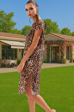 Yazlık Leopar Desenli Pamuk Vual Maxi Elbise Rahat Kalıp Plaj Şıklığı Zarifane Tasarım Mükemmel Uyum