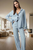 Şık ve Rahat Kışlık Pijama Takımı; 100% Viskon Regular Fit Trend Tasarım