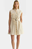 Pamuk Gabardin Mini Gömlek Elbise Çok Yönlü Yazlık Stil Uzun Ömürlü Konforlu Kesim