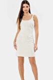 Kolsuz Mini Elbise %93 Polyester %7 Elastan 88 cm Boy Profesyonel Görünüm Şık