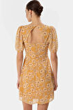Yazlık Çiçekli Mini Elbise Rahat A Line Şifon Kısa Kollu Ve Şık Dayanıklı Malzeme