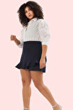Kadın Kısa Şort Etek Yüksek Bel Geniş Paça Polyester Karışımlı Nefes Alabilir Günlük Kullanım