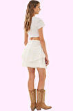 Kadın Dantelli Mini Etek Fırfırlı Dokuma Casual Tarz Yaz Günlük Kullanım Dayanıklı Malzeme