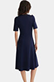 Yazlık Midi Elbise Nefes Alan Kumaş A line Kesim Günlük Şıklık Profesyonel Görünüm
