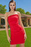 Bodycon Kısa Straplez Abiye Elbise Polyester Elastan Yazlık Profesyonel Görünüm Konforlu Kesim