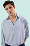 Erkek Modern Çizgili Gömlek Regular Kalıp Rahat Dokuma Kumaş Günlük Stil Dayanıklı Malzeme
