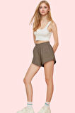 Kadın Kısa Şort Yüksek Bel Örme Kumaş Pamuk Günlük Ve Rahat Hafta Sonu Yaz Aylarının Vazgeçilmezi