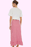 Kadın Yazlık Ekose Balık Etek Polyester Elastan Gofre Dokuma Maxi Boy Yaz Aylarının Vazgeçilmezi