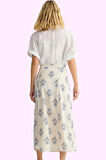 Kadın Dokuma Keten Karışımlı A Line Midi Etek Çiçek Desenli Yazlık Yaz Aylarının Vazgeçilmezi
