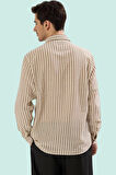 Erkek Premium Dokuma Gömlek Çizgili Desen Rahat Günlük Stil Hafta Sonu Yaz Aylarının Vazgeçilmezi