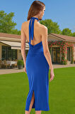 Asimetrik Yaka Bodycon Örme Midi Elbise Özel Günler İçin Zarifane Tasarım Yüksek Kalite Modern Stil