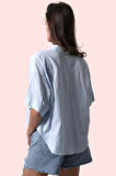 Kadın Yazlık Gömlek Pamuk Kısa Kollu Yaka Rahat Kalıp Günlük Kullanım Yaz Aylarının Vazgeçilmezi