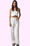 Kadın Yüksek Bel Geniş Paça Dokuma Pantolon Rahat Yaz Kombinleri İçin Stilin Buluştuğu Yer