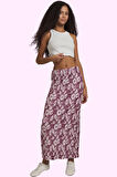 Kadın Günlük Maxi Etek; Normal Bel Pilise Detay Örme Kumaş Soyut Desen Yaz Aylarının Vazgeçilmezi