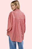 Kadın Standart Kol Uzun Kollu Çizgili Gömlek Pamuk Nefes Alabilir Kumaş Yaz Aylarının Vazgeçilmezi
