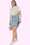 Kadın Yazlık Kısa Denim Etek Pamuk Yüksek Bel A line Günlük Kullanım Yaz Aylarının Vazgeçilmezi