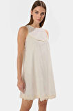 Dokuma Pamuklu A line Elbise Dantel Detaylar Mini Boy Yazlık Seçkin Malzeme Rahat Ve Şık