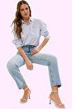 Kadın Denim Straight Jean Pantolon Regular Boy Pamuk Nefes Alabilir Yaz Aylarının Vazgeçilmezi