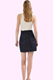 Kadın Pamuk Denim A line Mini Etek Yüksek Bel Büzgülü Günlük Stil Yaz Aylarının Vazgeçilmezi