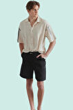Erkek Straight Fit Kapri Şort; Pamuk Dokuma Gabardin Yüksek Bel Yaz Aylarının Vazgeçilmezi