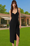 Elbise Örme Kumaş Bodycon Kalıp Midi Boy Astarsız Gece Elbisesi Özenle Seçilmiş Modern Stil