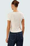Kısa Kollu Örme Bluz Regular Boy Fitted Kalıp Bisiklet Yaka Yazlık Yüksek Kalite