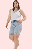 Kadın Denim Regular Şort Yüksek Bel Geniş Paça Günlük Kullanım Hafta Sonu Kaliteli Malzeme
