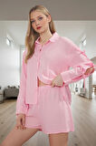 Homewear Şortlu Pijama Takımı Viskoz Bağlamalı Regular Kalıp Rahat Profesyonel Görünüm