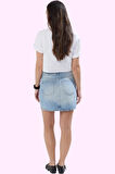 Kadın Denim A Line Yüksek Bel Mini Etek Pamuk Yazlık Günlük Kullanım Yaz Aylarının Vazgeçilmezi