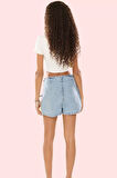Kısa Boy Kadın Denim Şort Etek Yüksek Bel Rigid Dokuma Günlük Ve Yaz Kullanımı Özel Günler