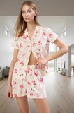 Yazlık %100 Pamuk Örme Pijama Takımı; Şortlu Baskılı Regular Kalıp Konforlu Kesim