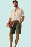 Erkek Dokuma Keten Karışımlı Şort Normal Bel Renk Günlük Kullanım Yaz Aylarının Vazgeçilmezi