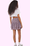 Çiçekli Kadın Mini Etek Polyester Yazlık Casual Skater Kalıp Günlük Kullanım Modern Tasarım