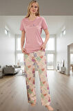 Homewear Koleksiyonu Rahat Yumuşak %100 Pamuklu Pijama Takımı Zarifane Tasarım Ve Şık