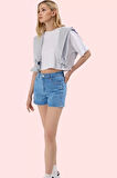 Kadın Denim Şort Kısa Boy Geniş Paça Yaz Aylarının Vazgeçilmezi Günlük Kullanım Hafta Sonu
