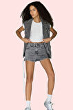 Kadın Pamuk Denim Şort Geniş Paça Yüksek Bel Tasarım Kısa Günlük Kullanım Kaliteli Malzeme