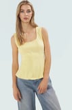 Yazlık Peplum Bluz Nefes Alan Örme Kumaş Havuz Yaka Fitted Günlük Kullanım İçin