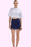 Kadın Yazlık Ekstra Kısa Şort Etek Pamuk Slim Fit Normal Bel 2 İplik Dokuma Günlük Kullanım