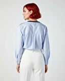 Kadınlar İçin Konforlu V Yaka Relaxed Kalıp Uzun Boy Çizgili Gömlek Detaylı Triko Kazak Kaliteli