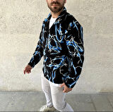 Yıldırım Desenli Tam Fermuarlı Polar %100 Cotton (manken boy 185 kiloo 83)